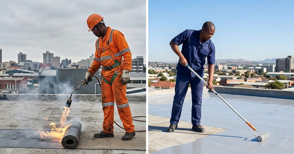 Torch-on vs liquid rubber waterproofing: side-by-side